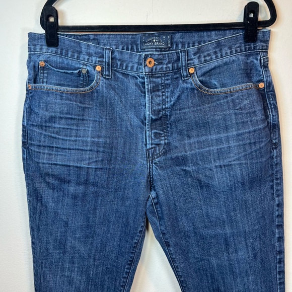 Lucky Brand Mens 121 Heritage Slim Straight Jeans Blue Denim Button Fly Sz 36x34 - Picture 2 of 14
